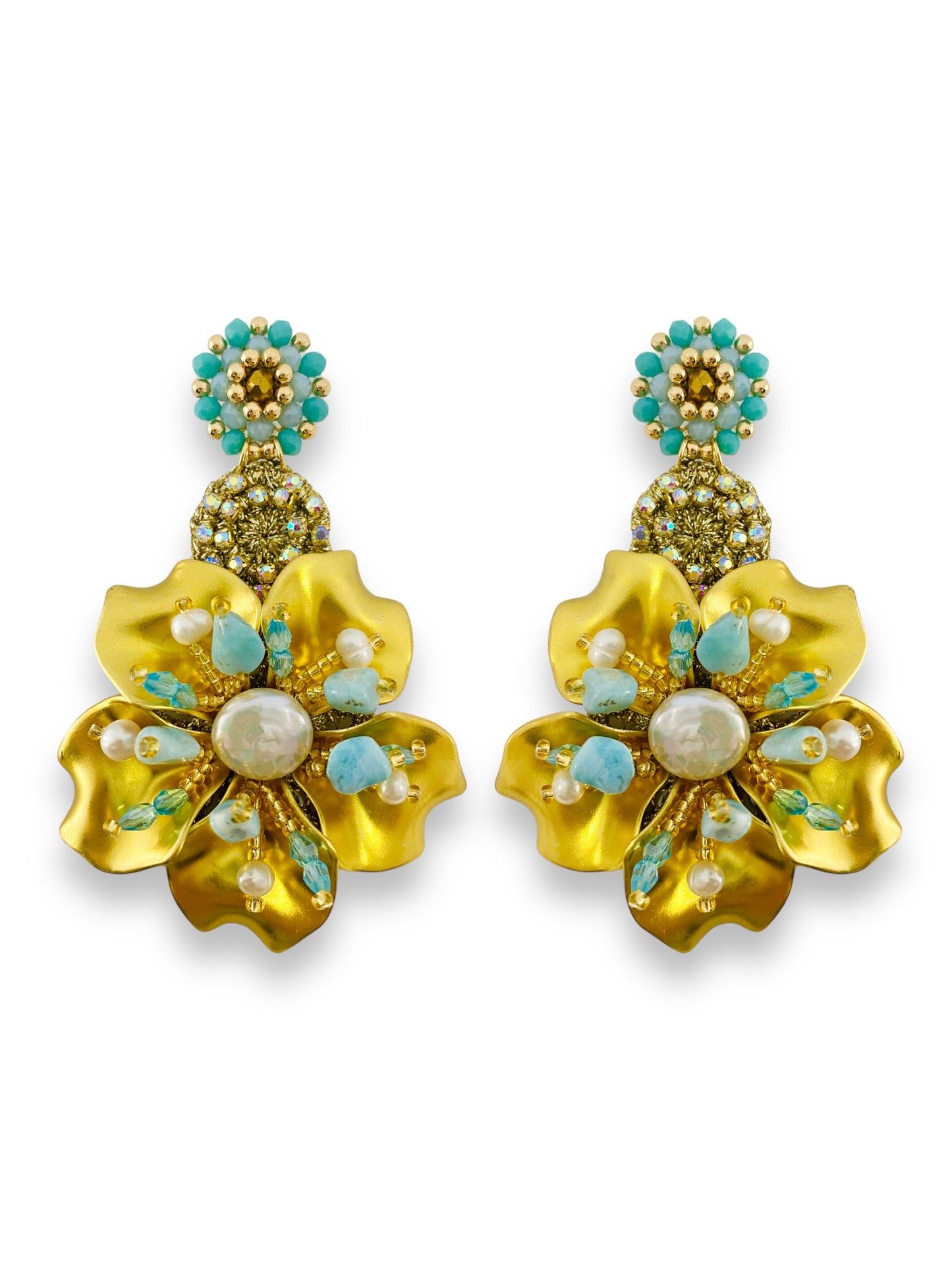Aretes Amalia Edición Especial Larimar - Pacífico Dorado