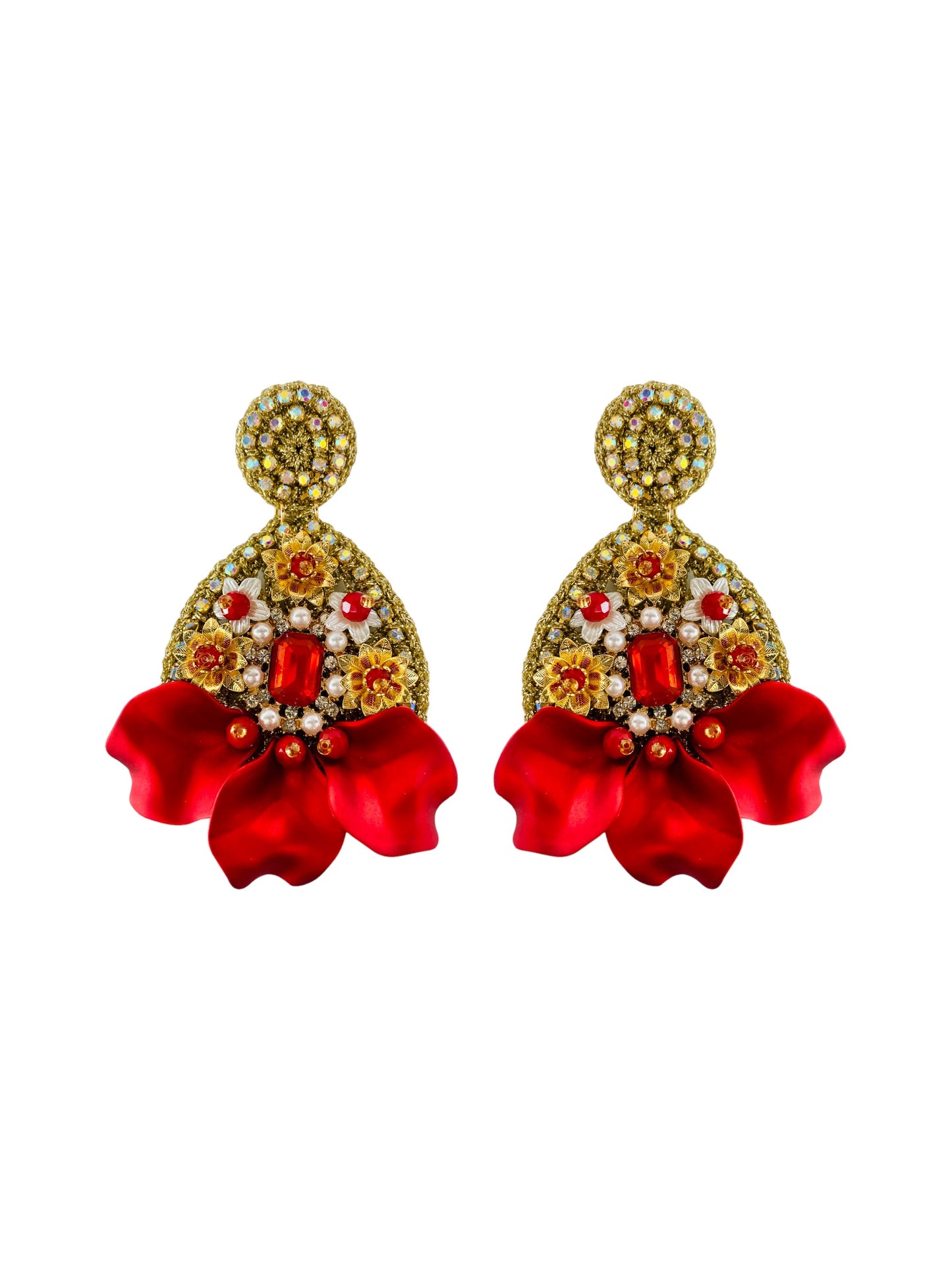 Aretes Carmen La isla de las Flores en rojo
