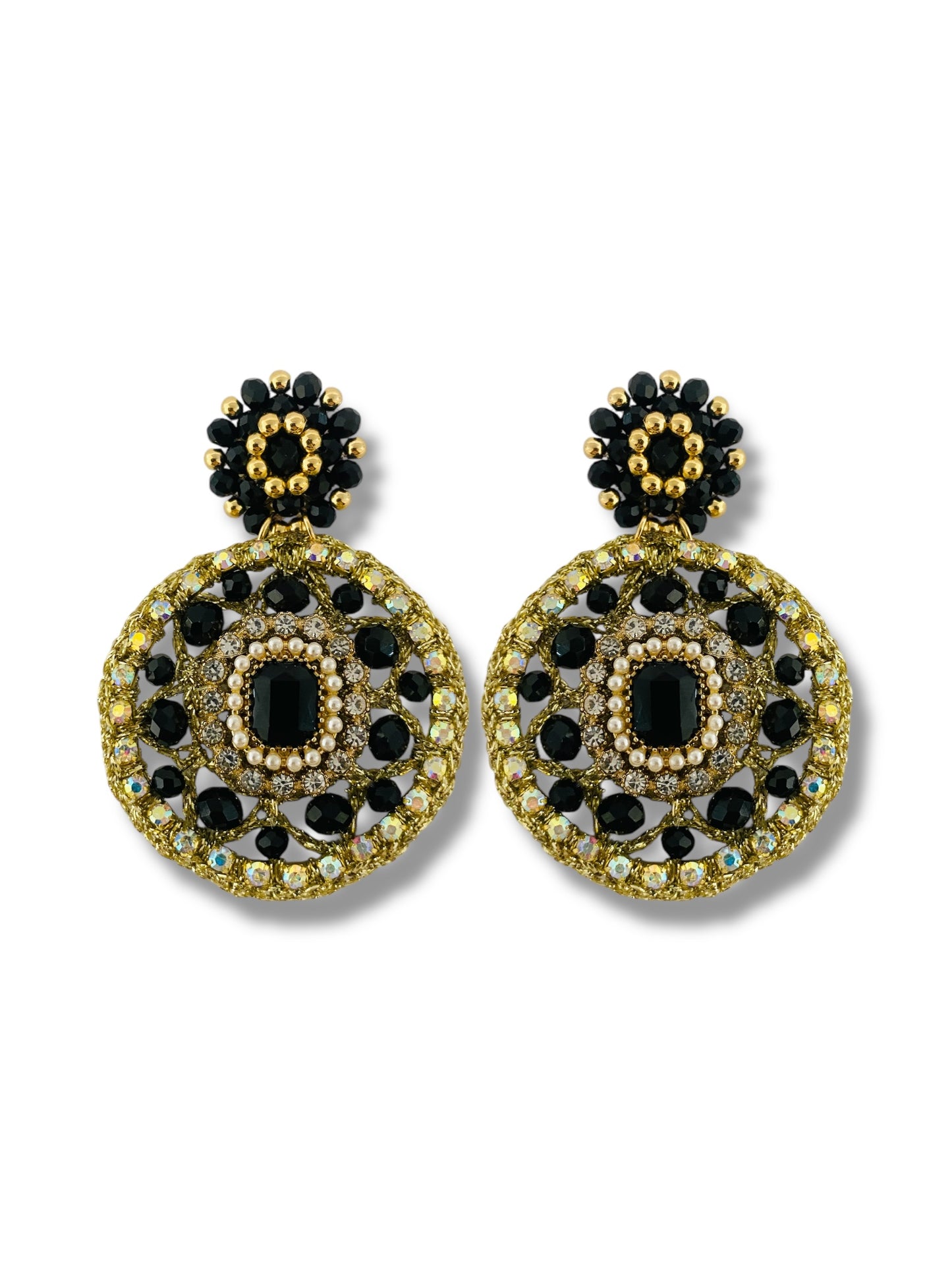 Aretes Angélica - negro y dorado