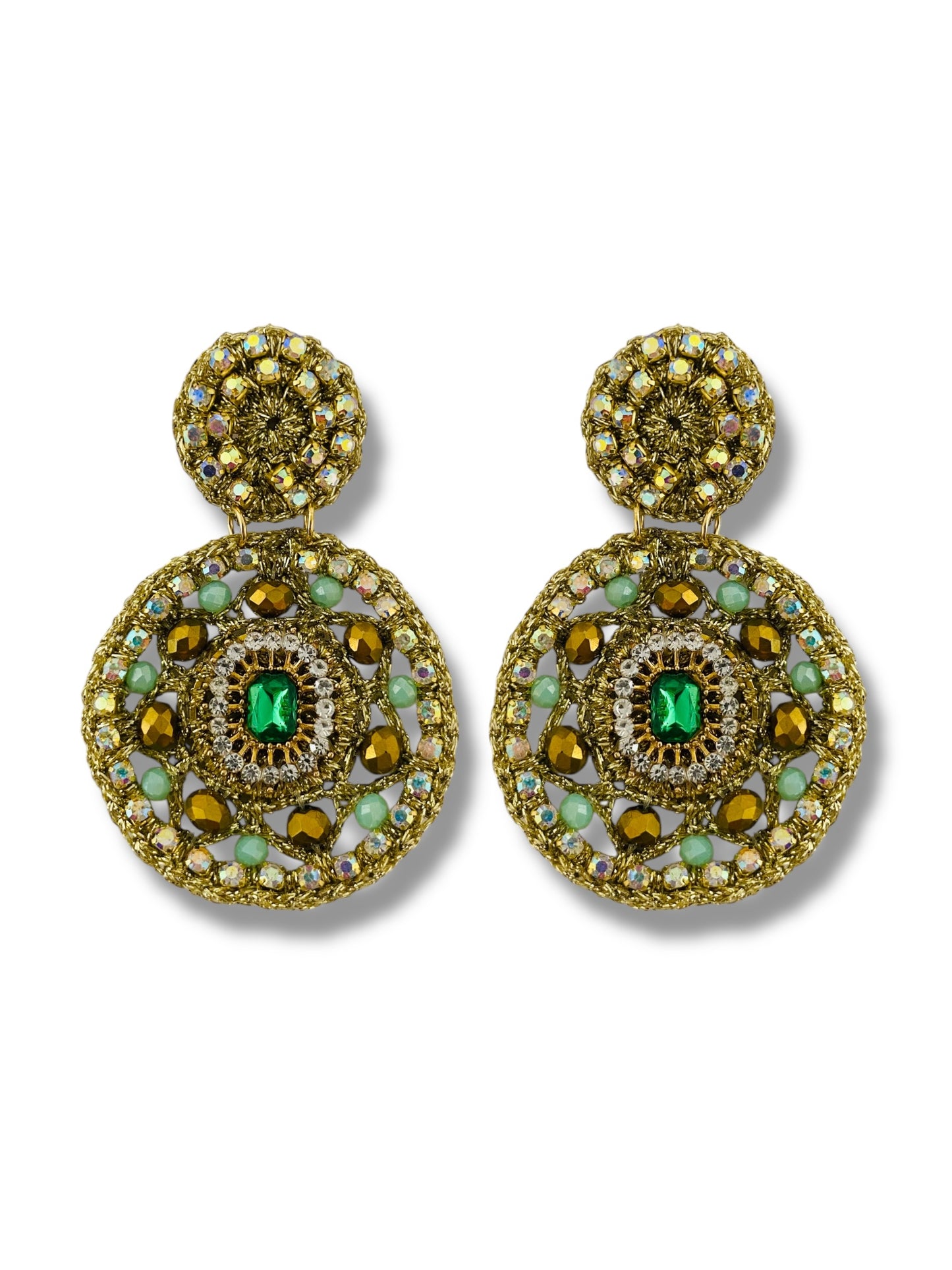 Aretes Angélica - verde y dorado
