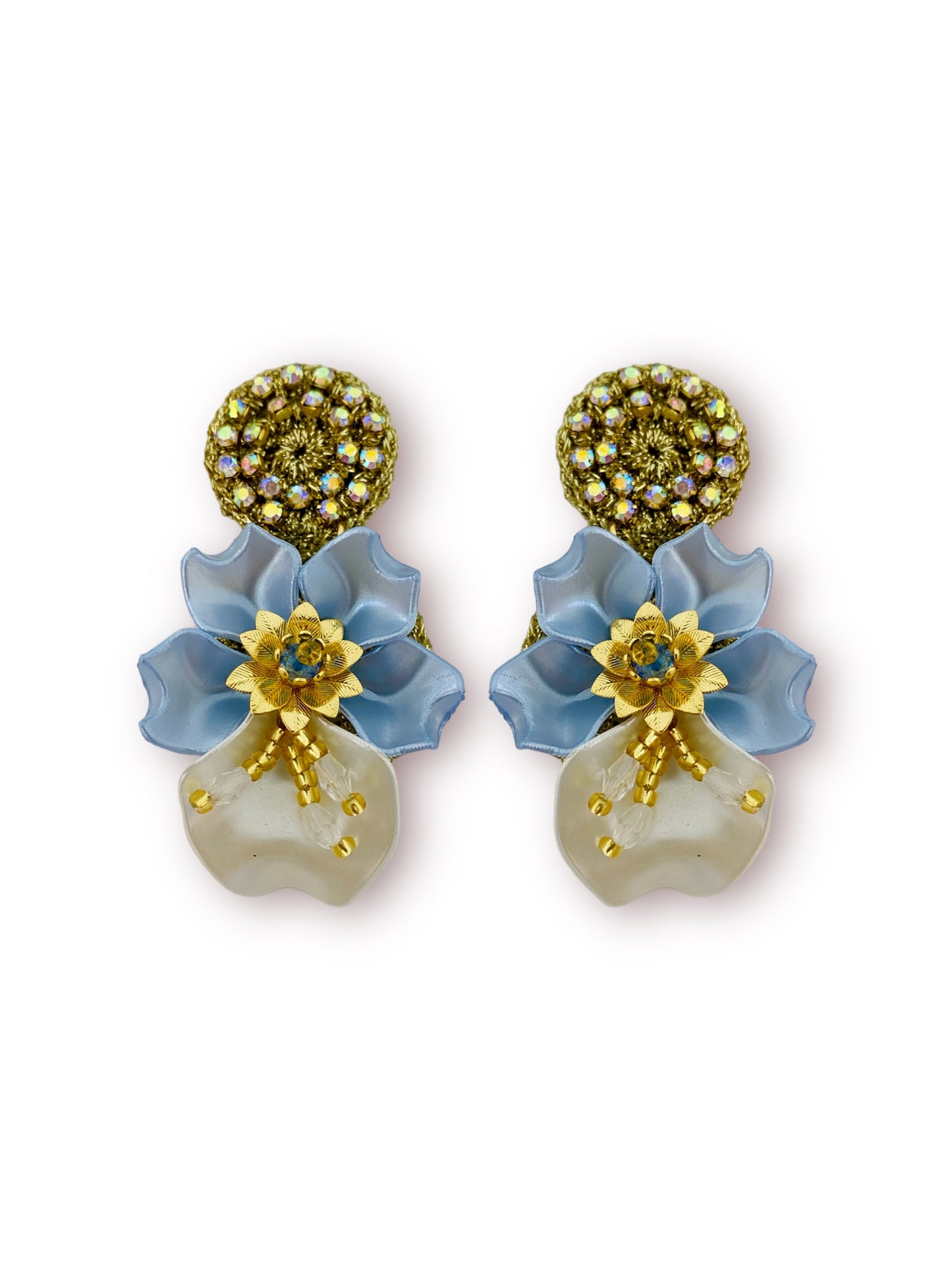Arete mini Flor del espíritu Santo en azul