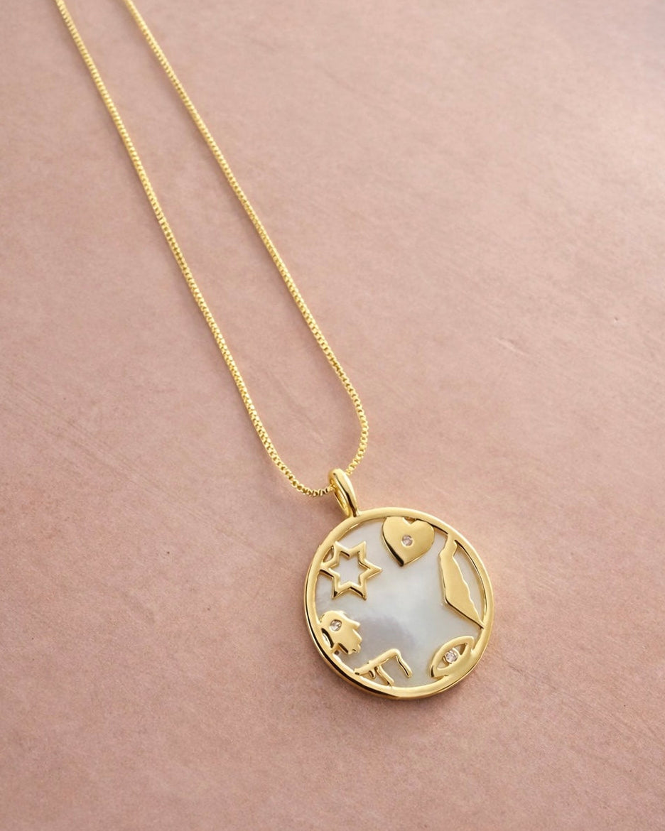 Cadena Medallón de bendiciones en madreperla