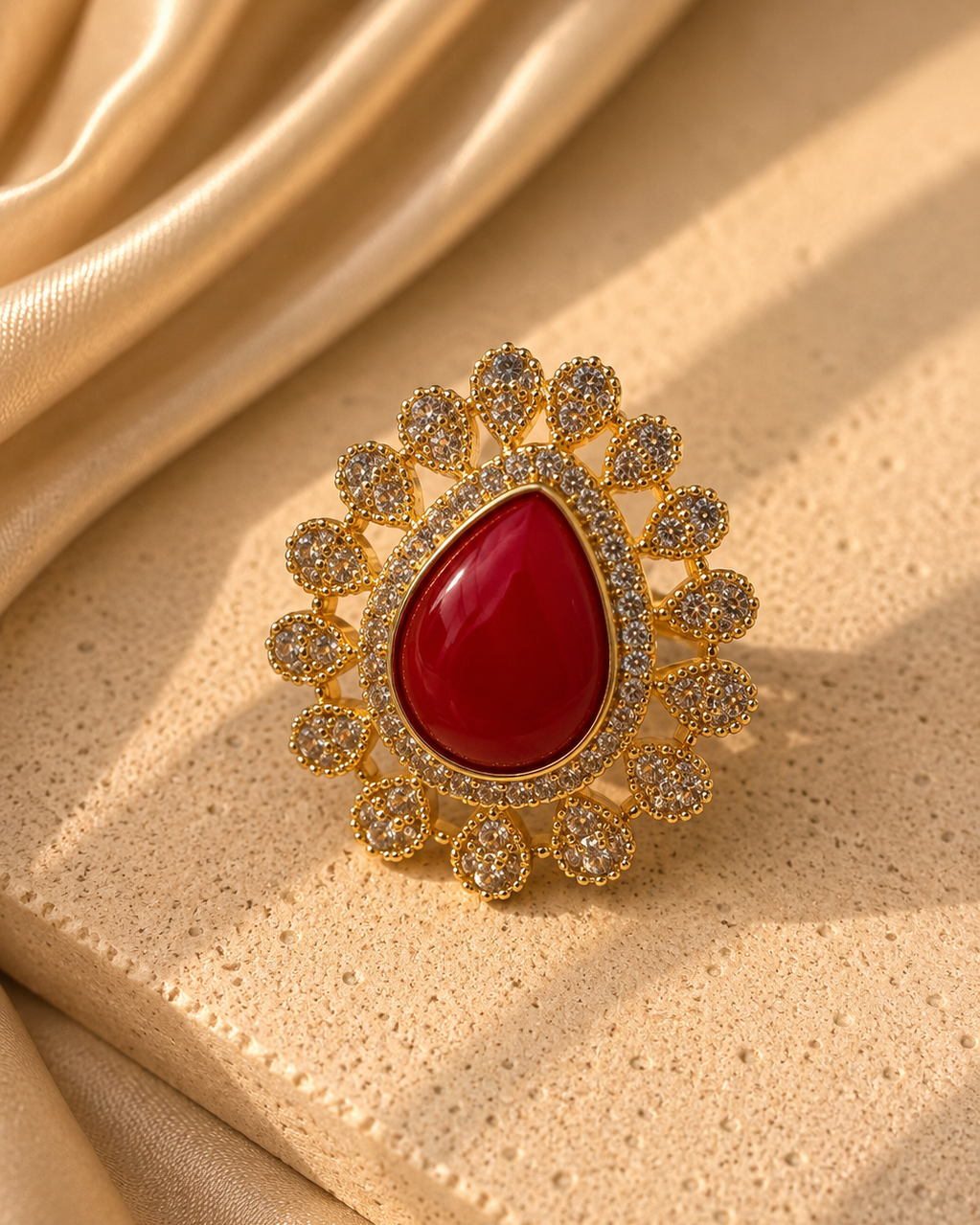 Anillo Massuri ágata coral