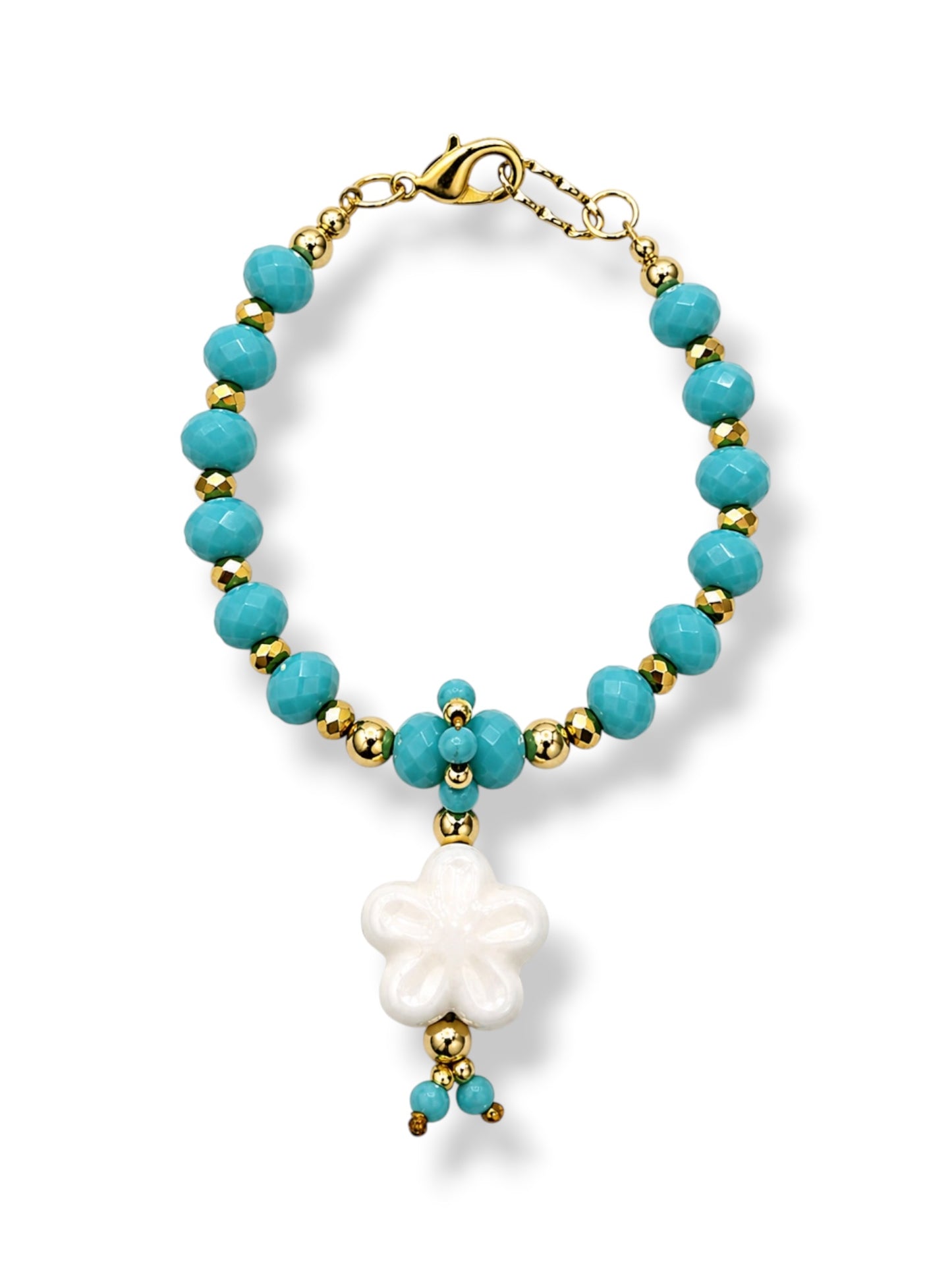 Pulsera Santa Catalina turquesa y flor