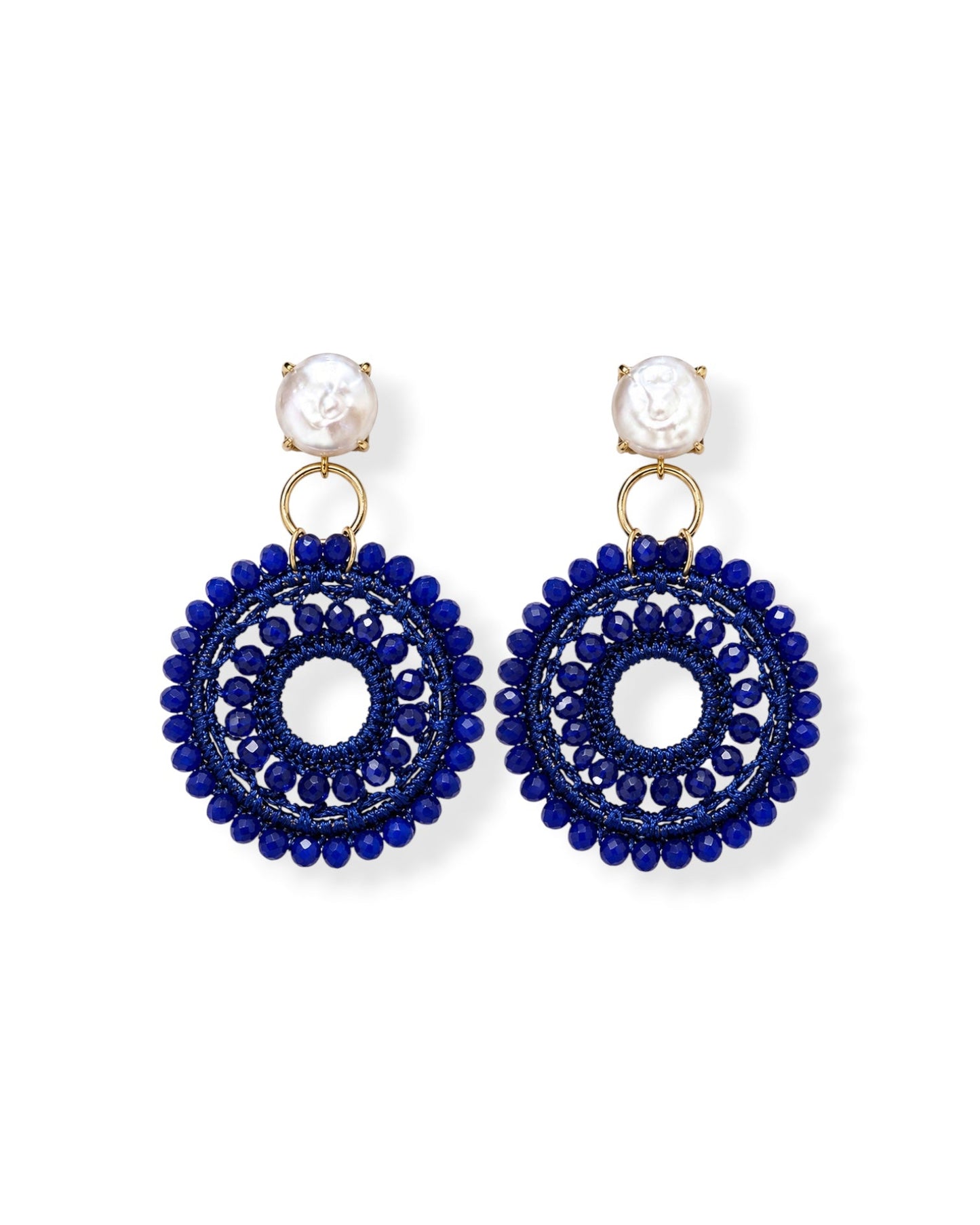 Aretes Lina Perla en azul