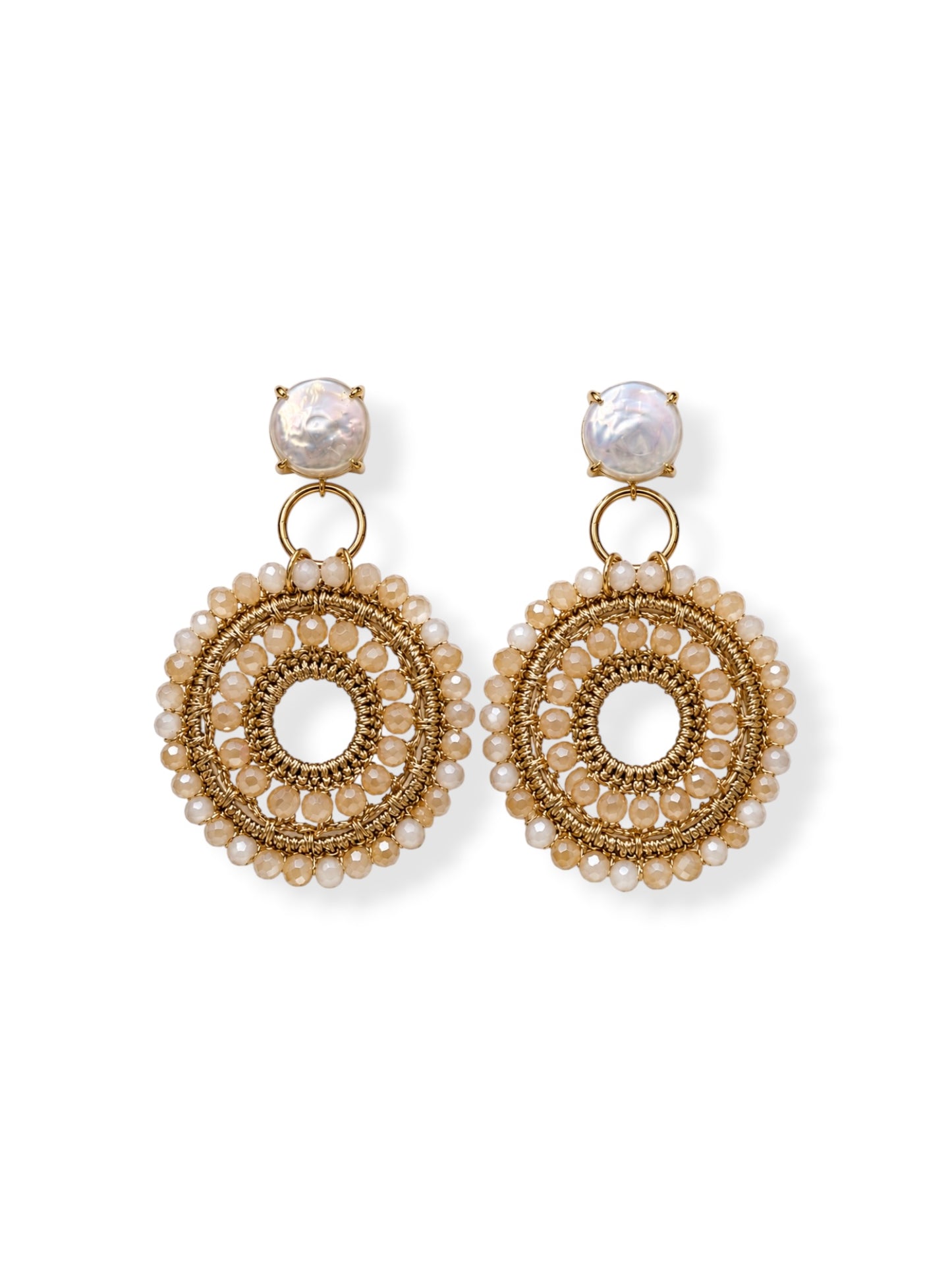 Aretes Lina Perla en beige