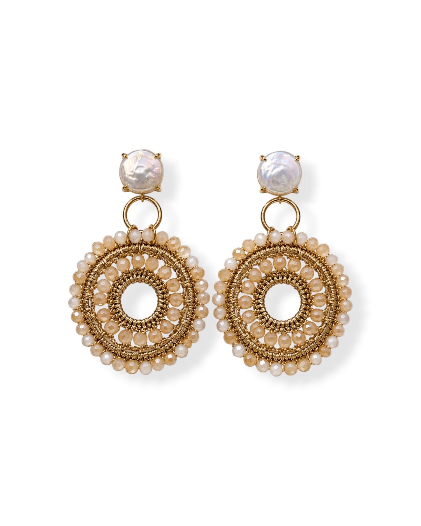 Aretes Lina Perla en beige