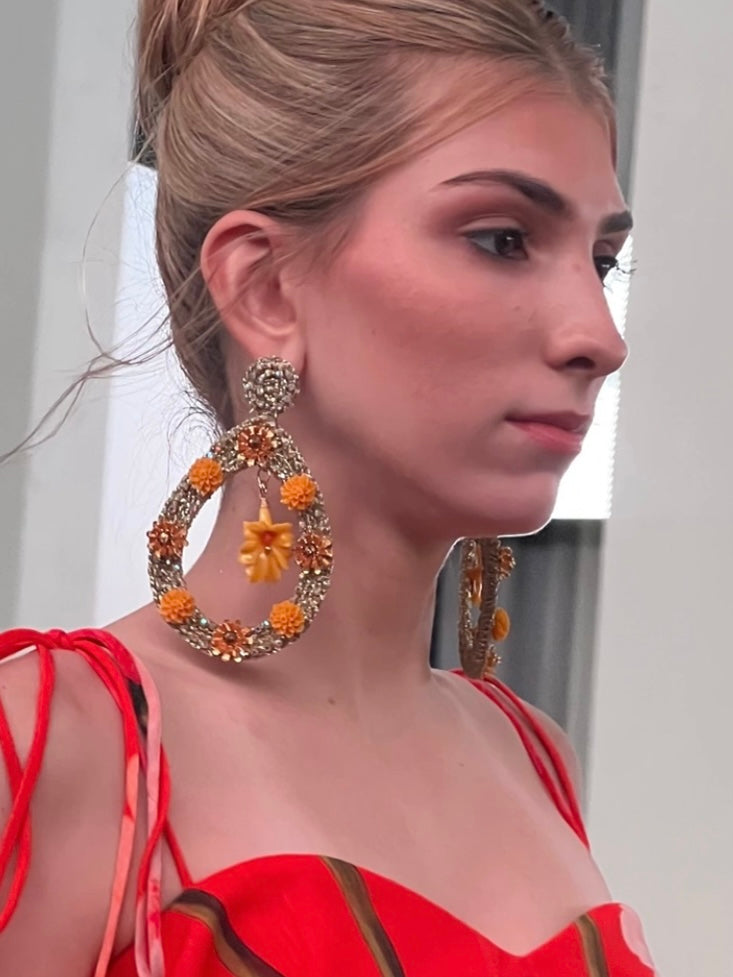 Aretes Ladera Maxi gota ceibo amarillo