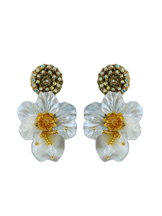 Aretes flor del Espíritu Santo pétalo blanco