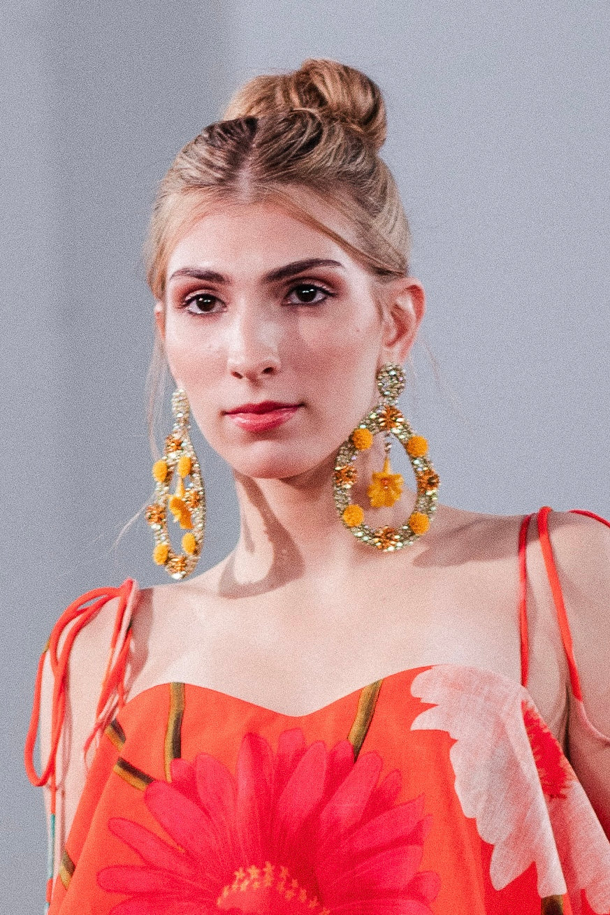 Aretes Ladera Maxi gota ceibo amarillo