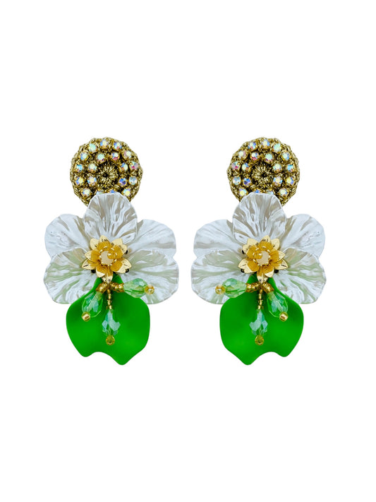 Aretes flor del Espíritu Santo pétalo verde