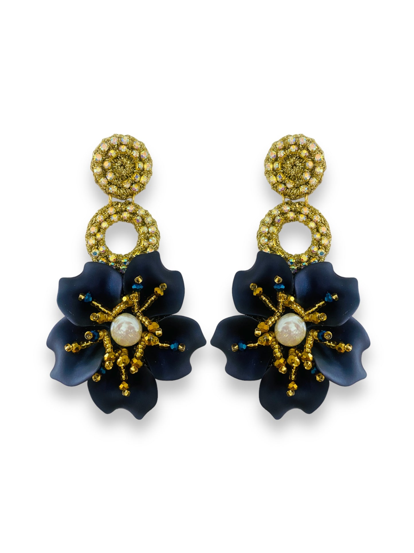 Aretes Amalia Navy blue con Perla