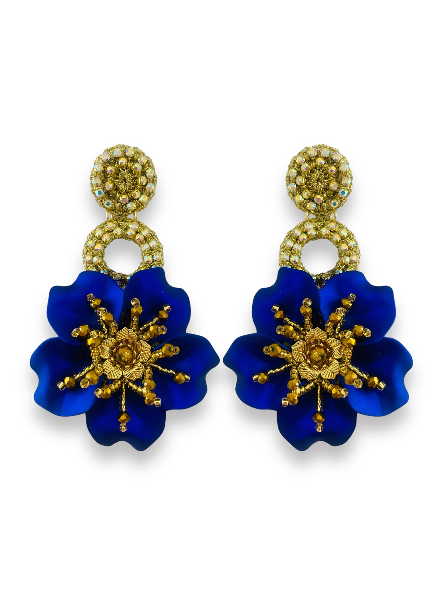 Aretes Amalia azul Royal con Dorado