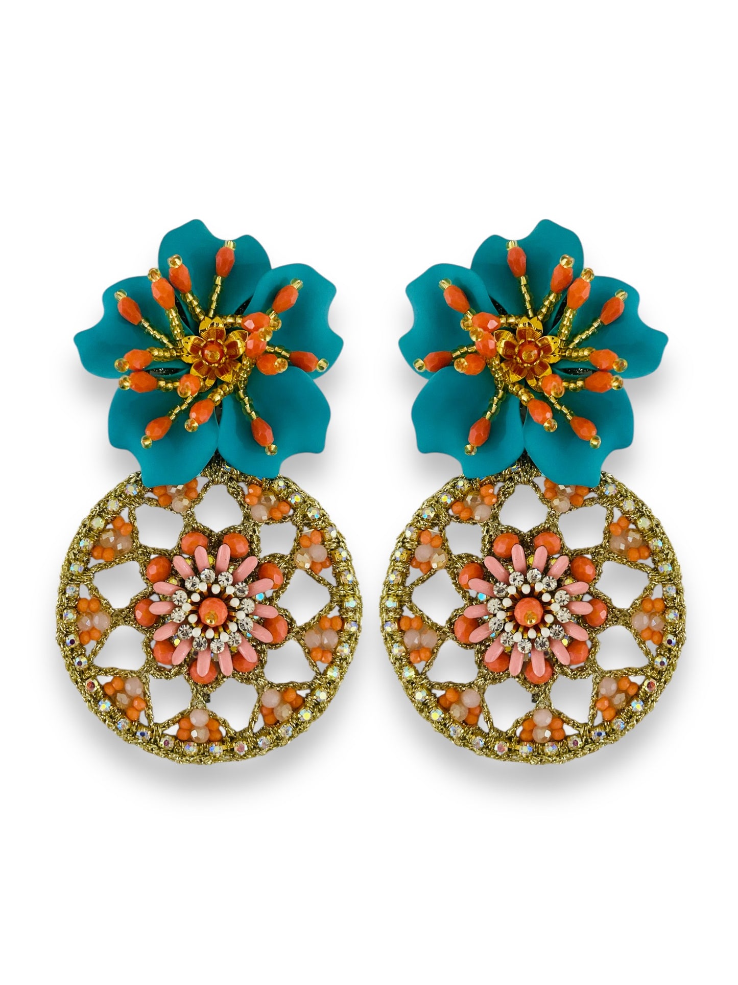 Aretes Ladera Amalias y zinnias