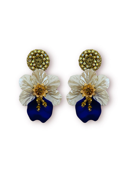 Aretes flor del Espíritu Santo pétalo azul