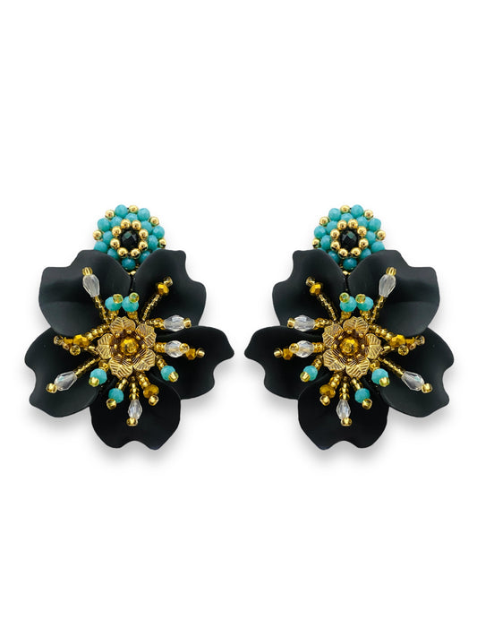 Arete Amalia negro con turquesa