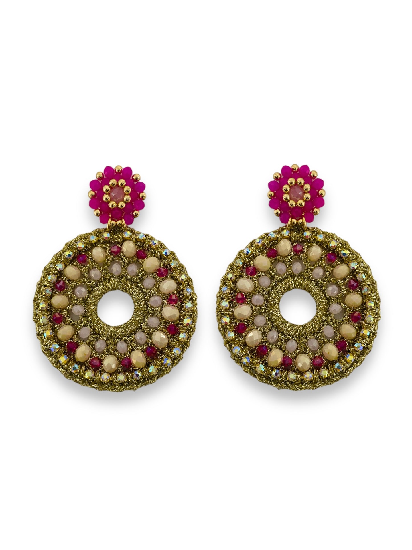 Aretes Katara  rosa y fucsia