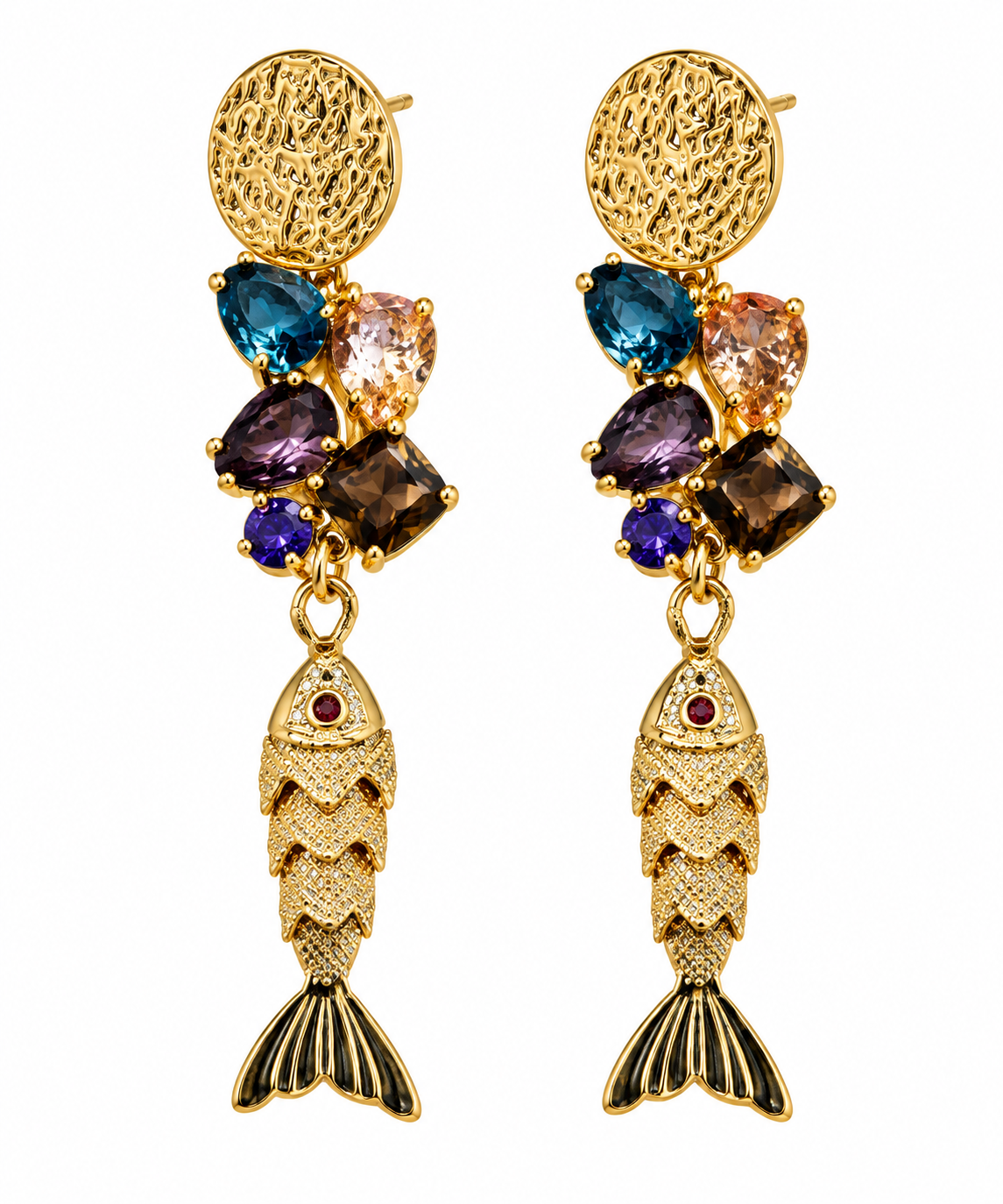 Marina Sculptural Fish Earrings | 24K Gold Plated