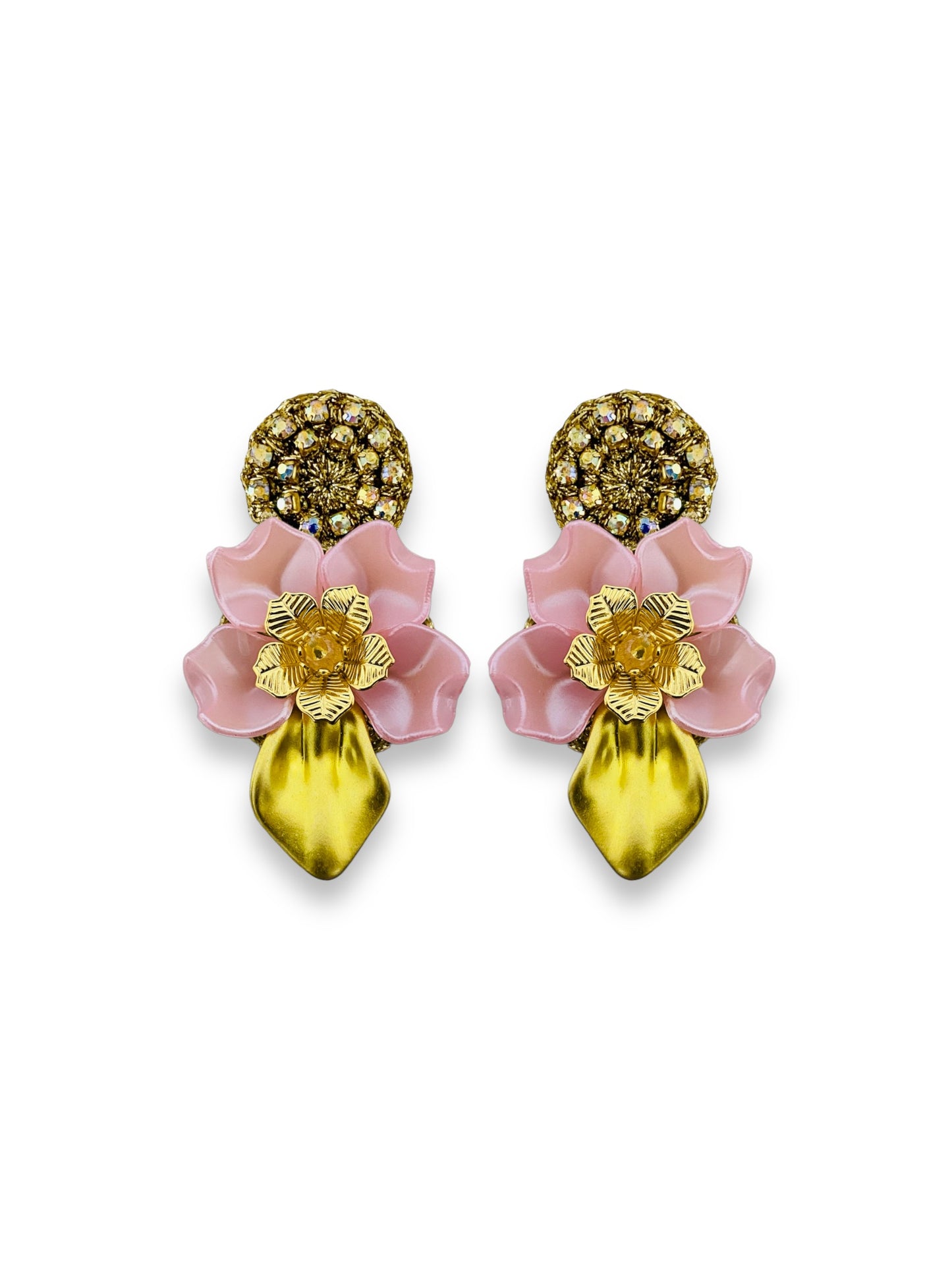 Aretes Cane tamaño mini rosa nacarado