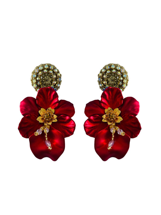 Aretes flor del Espíritu Santo pétalos rojos