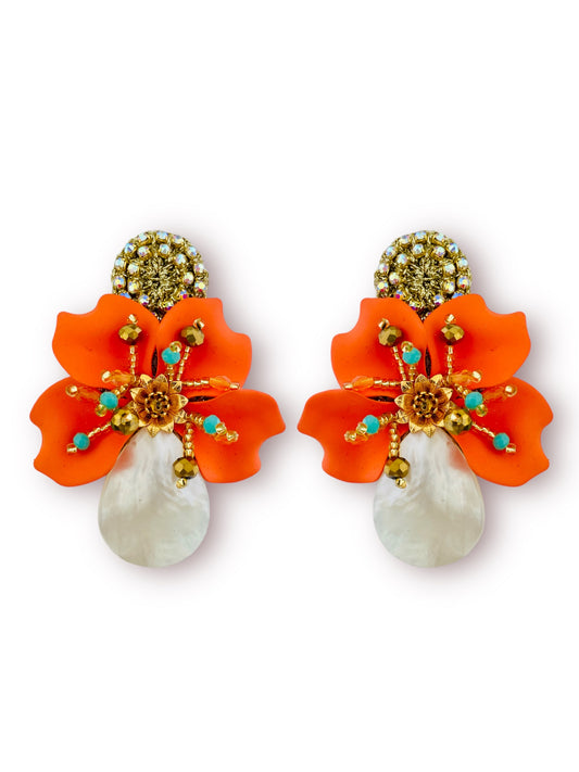 Aretes Amalia pacífico madreperla - naranja