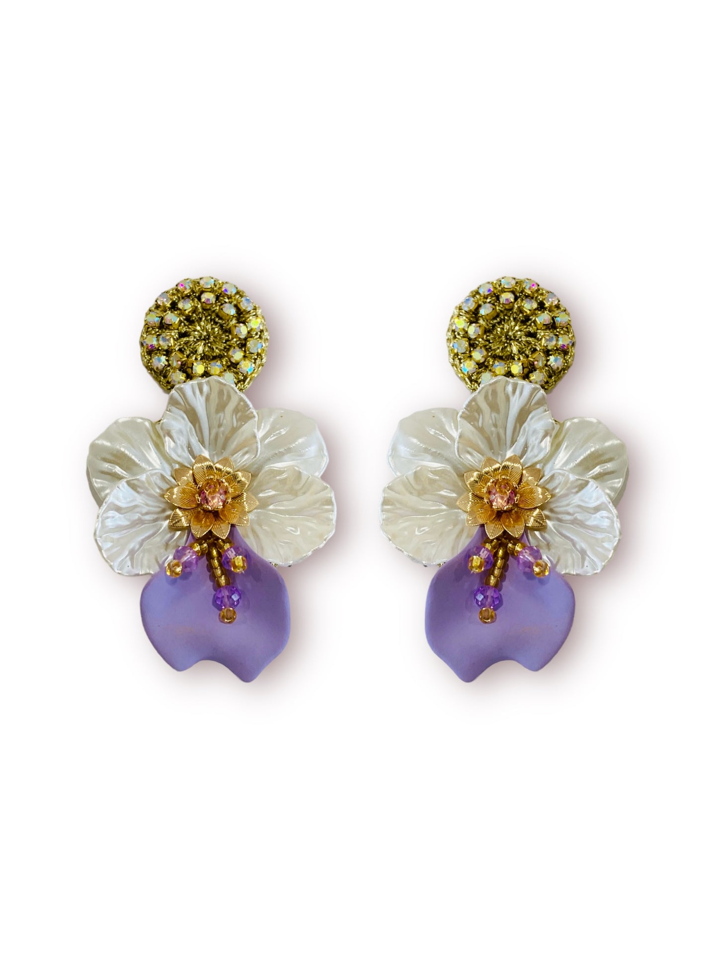 Aretes flor del Espíritu Santo pétalo lila