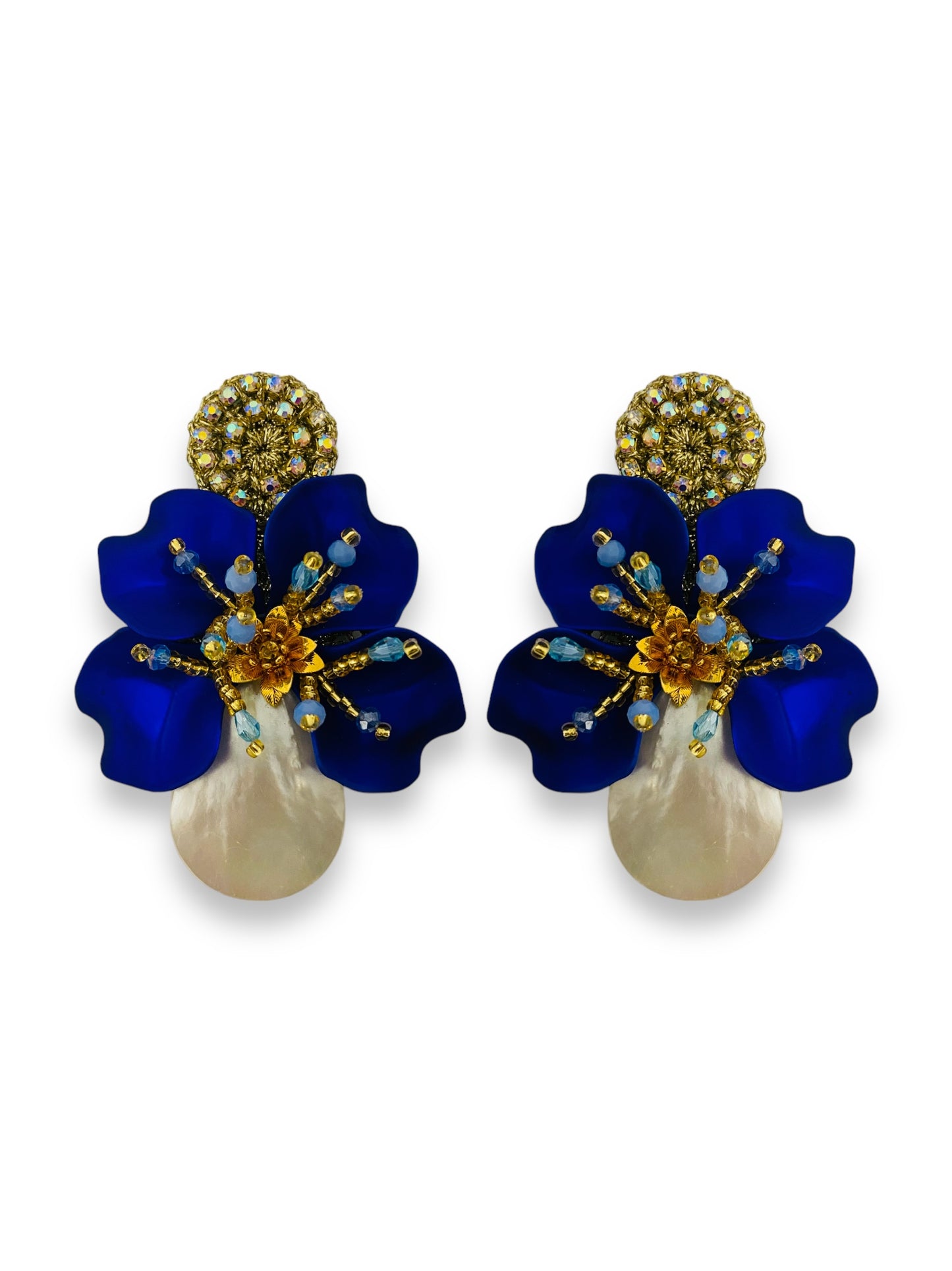 Aretes Amalia pacífico madreperla - azul Royal