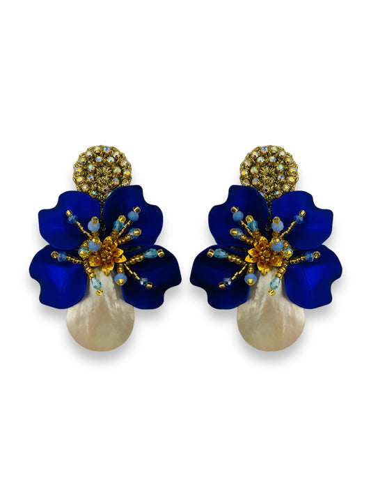 Aretes Amalia pacífico madreperla - azul Royal