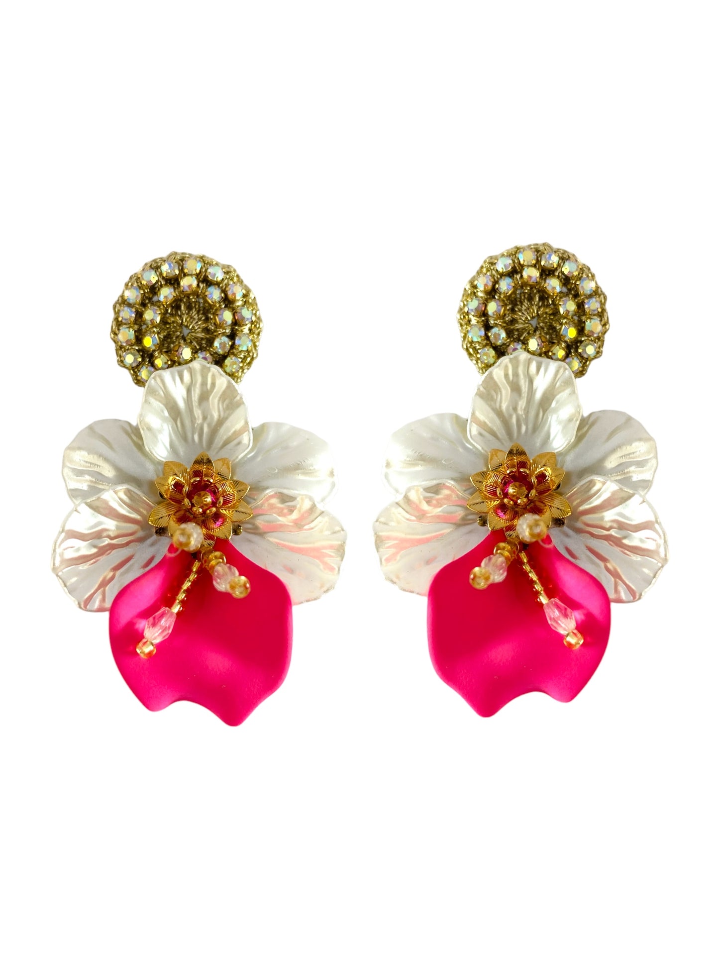 Aretes flor del Espíritu Santo pétalo fucsia