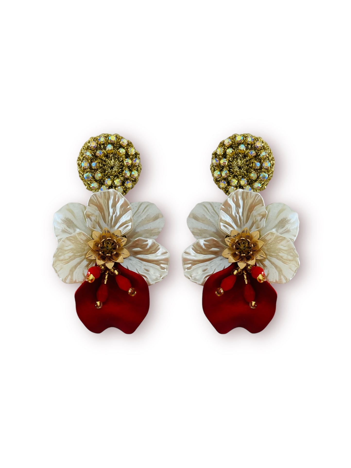 Aretes flor del Espíritu Santo pétalo rojo