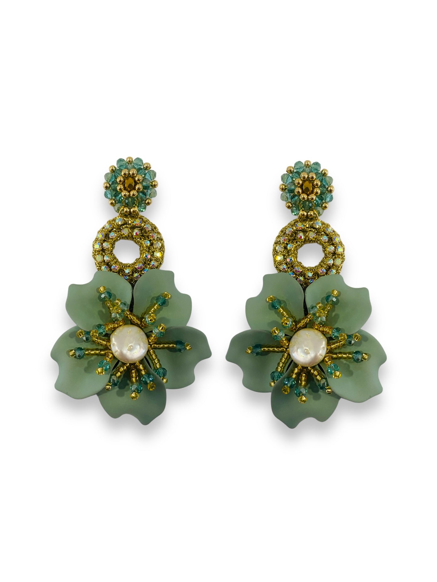 Aretes Amalia largos color Desert Sage