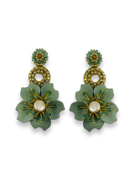 Aretes Amalia largos color Desert Sage