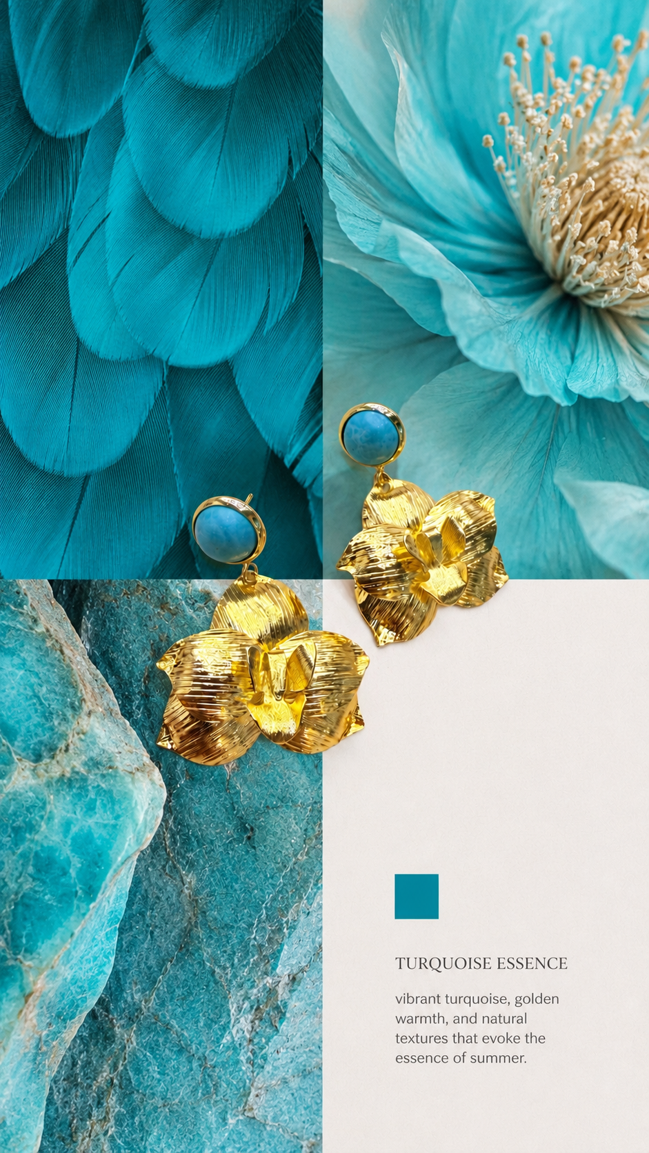 Aretes flor del Espíritu Santo con turquesas