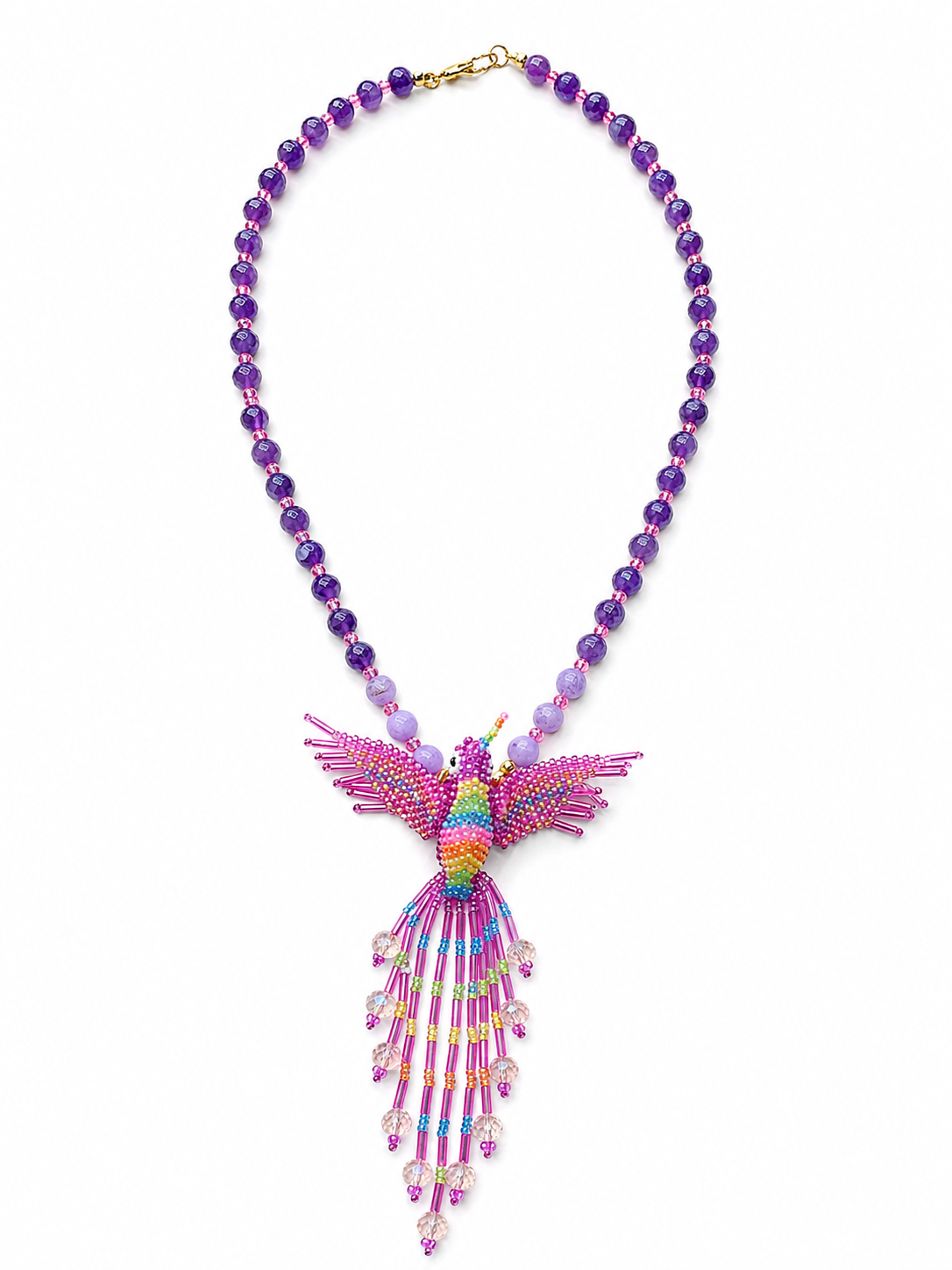Collar colibrí amatistas