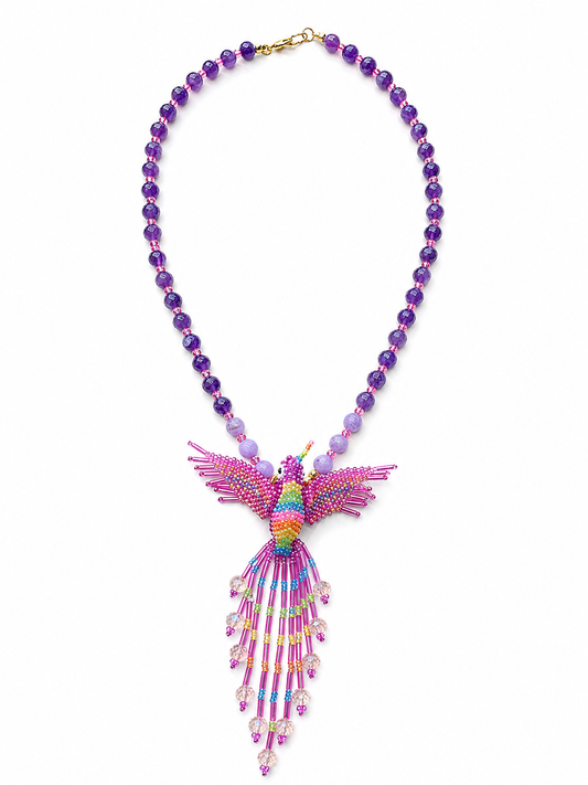 Collar colibrí amatistas