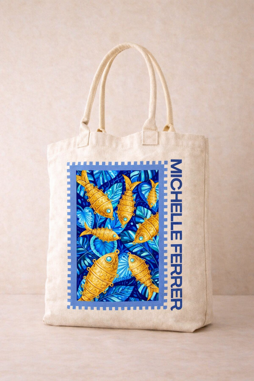Tote bag pez pollera blue