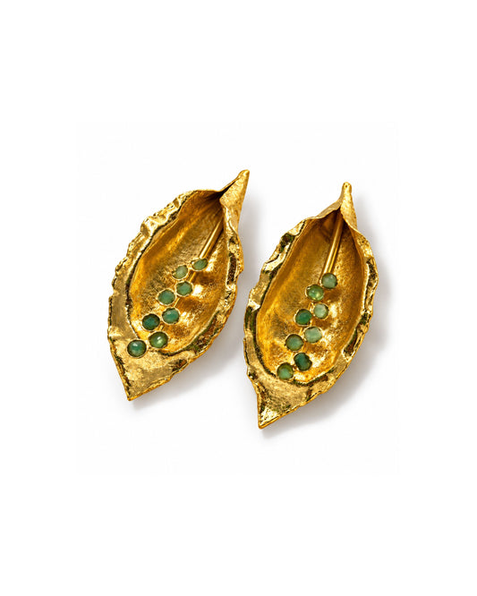 Aretes Maxi Calas con esmeraldas en bruto
