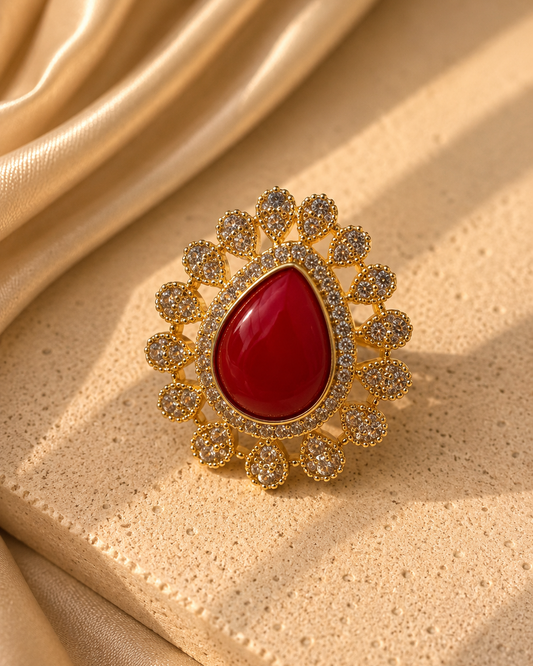 Anillo Massuri ágata coral
