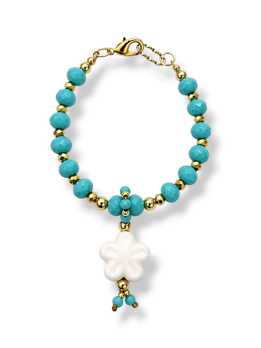 Pulsera Santa Catalina turquesa y flor