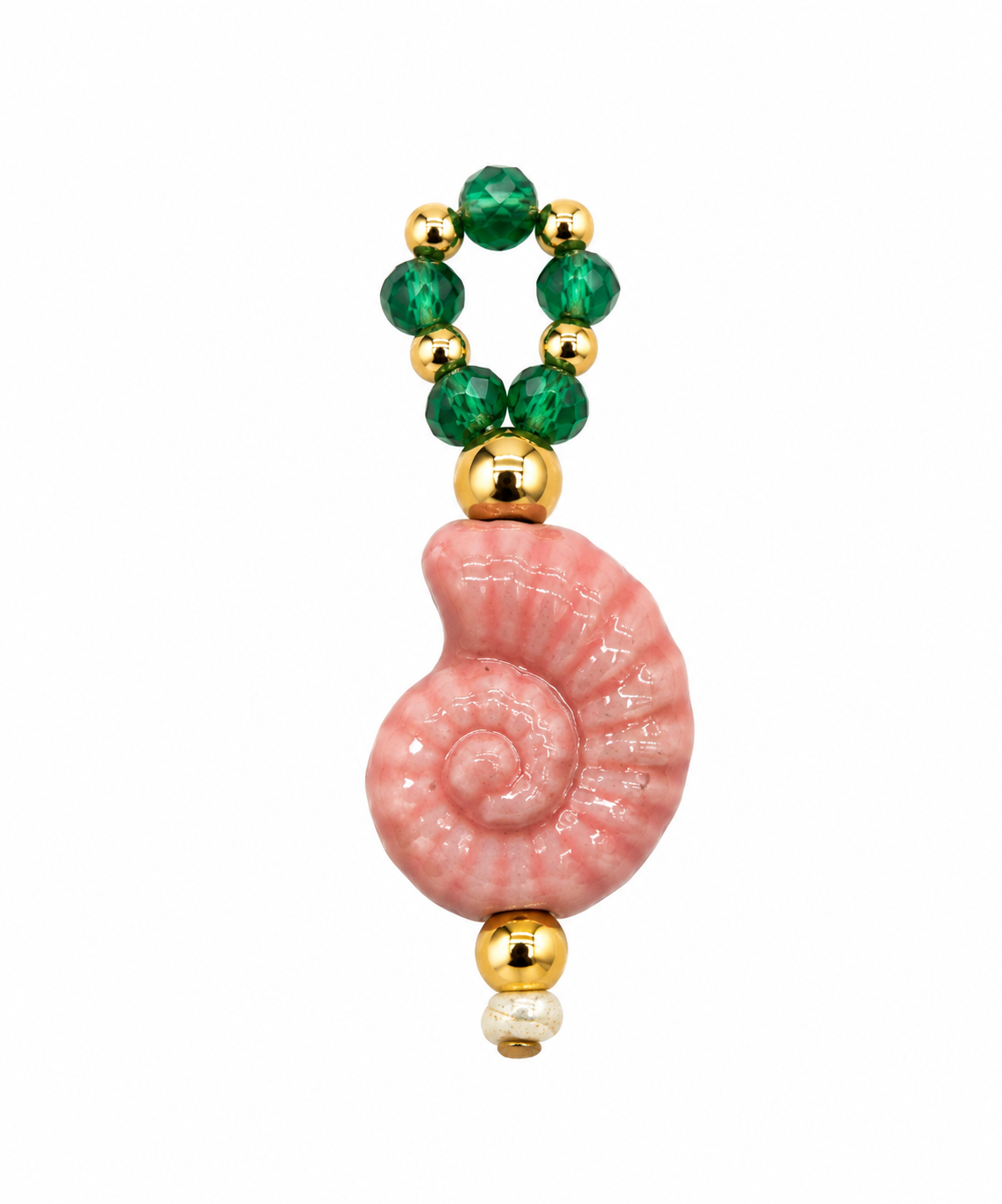 Charm caracola rosa cerámica