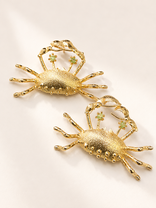 Aretes MAREMBÉ cangrejos y esmeraldas naturales