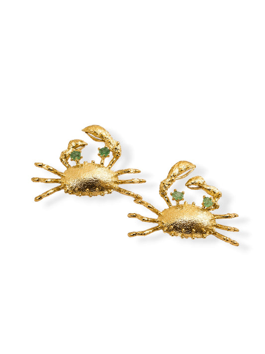 Aretes MAREMBÉ cangrejos y esmeraldas