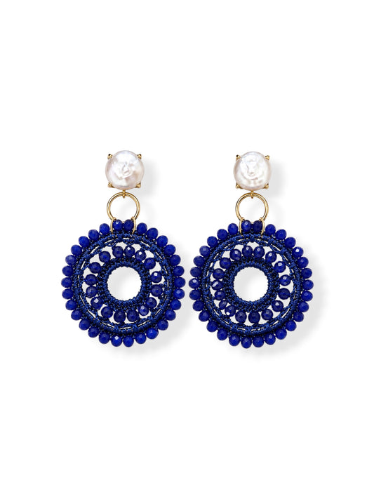 Aretes Lina Perla en azul