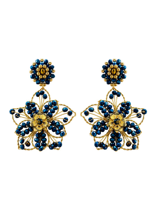 Aretes la isla de las flores Josefina azul cortos