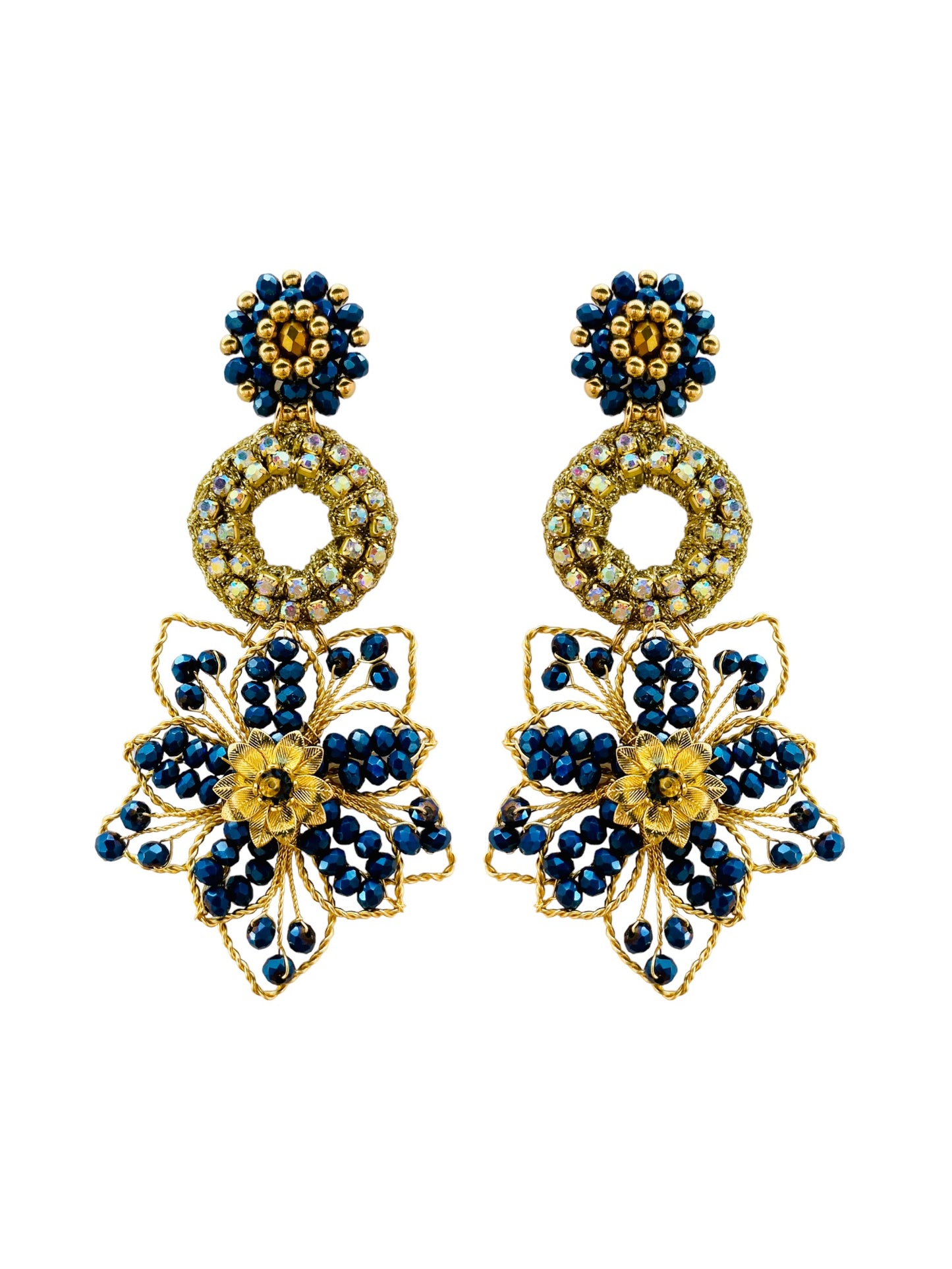 Aretes la isla de las flores Josefina azul