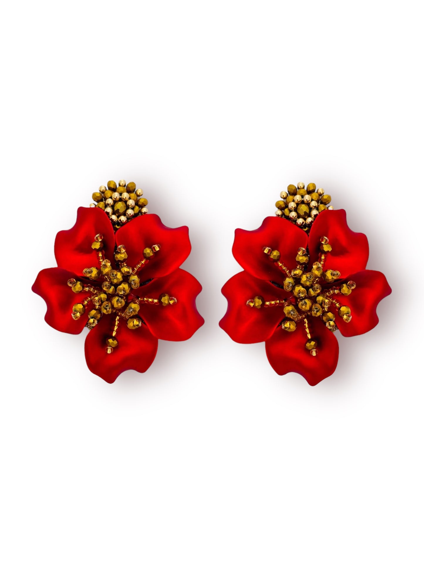 Aretes Amalia cortos en rojo topo cristal