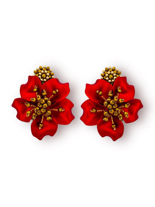 Aretes Amalia cortos en rojo topo cristal