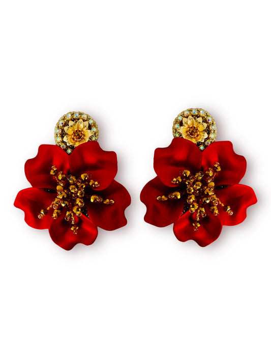 Aretes Amalia cortos rojo satinado