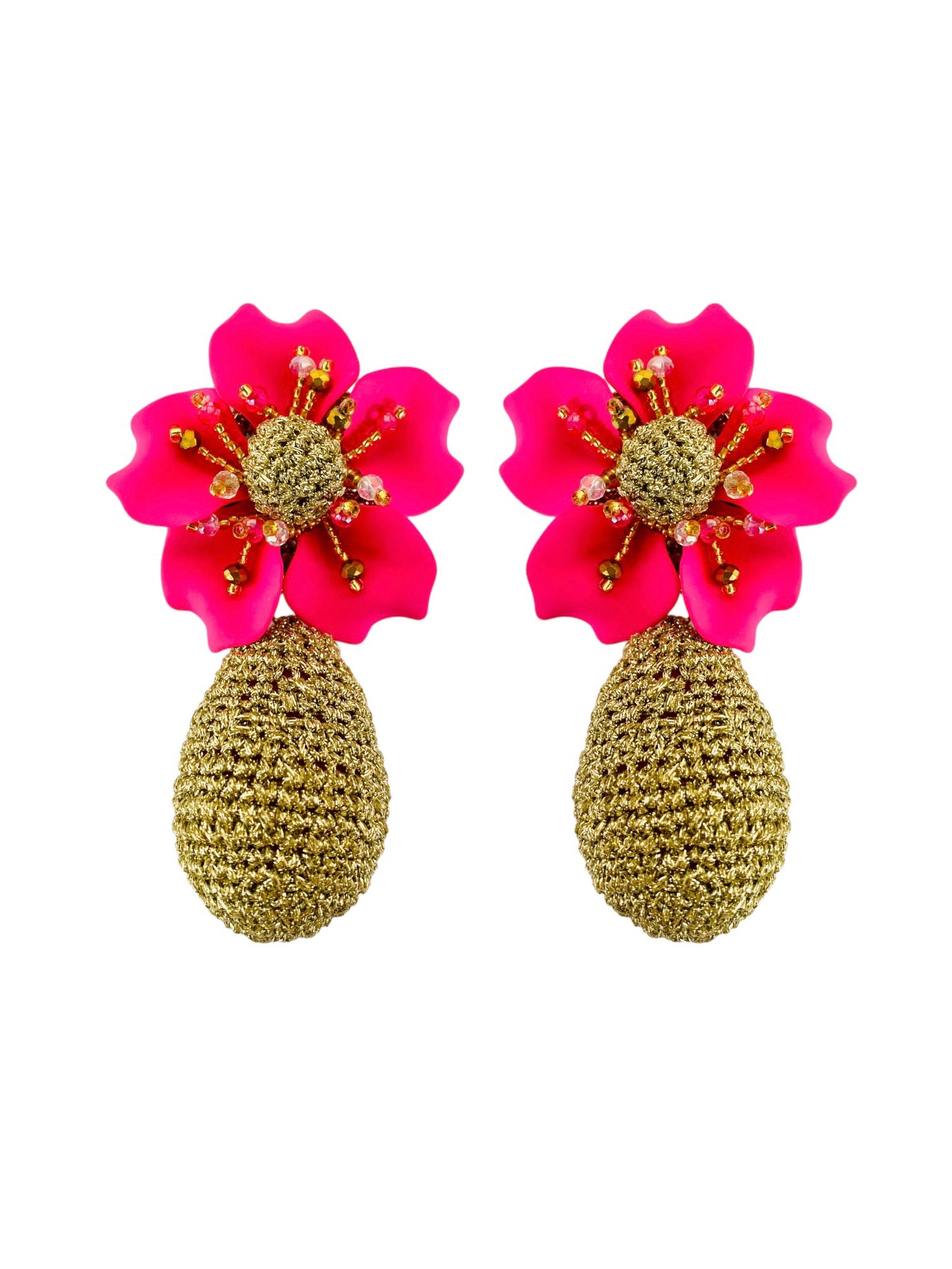 Aretes Amalia gota en fucsia