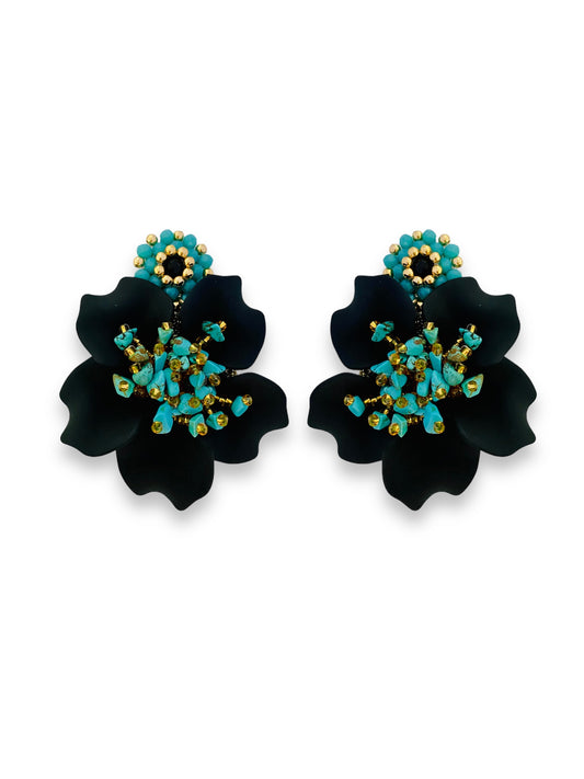 Aretes Amalia cortos en negro